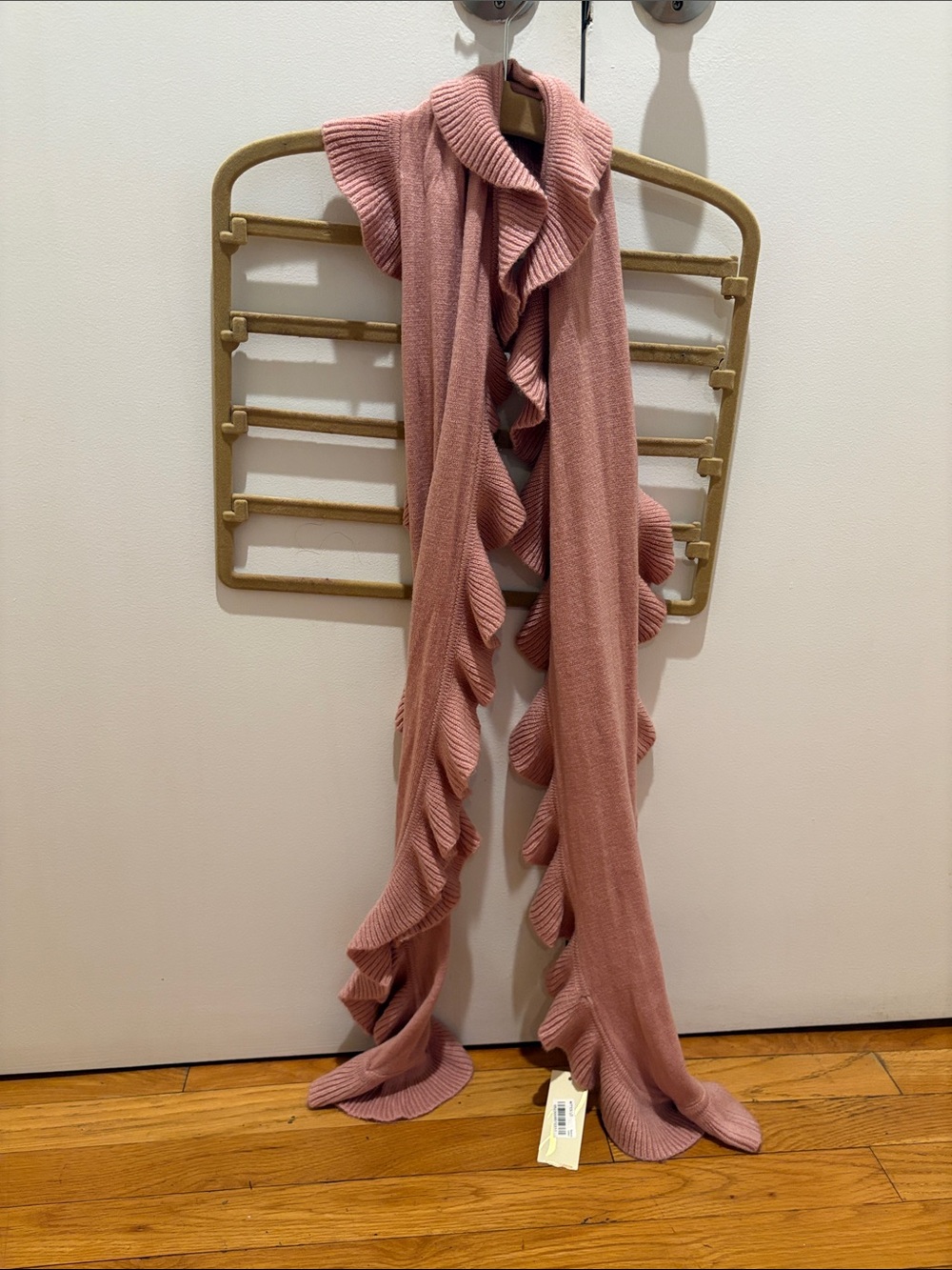 Ruffled Knit Scarf in Dusty Rose